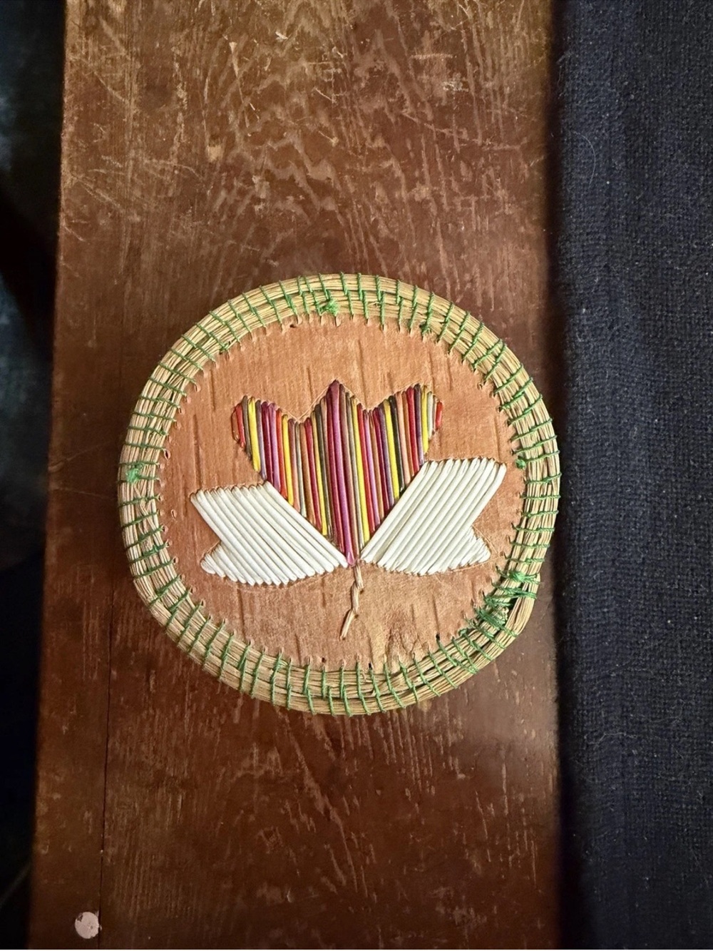 Vintage Birch Bark Sweetgrass& Porcupine Quill Box